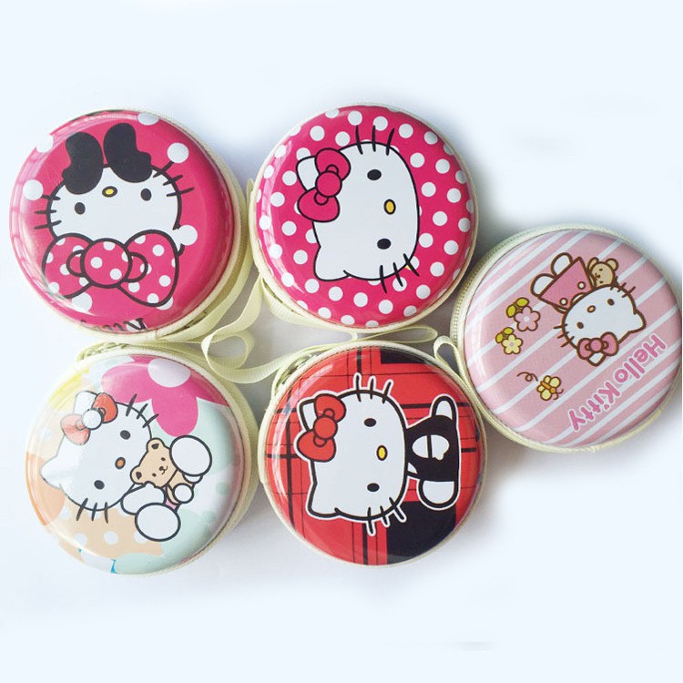 Hộp đựng tai nghe, cáp sạc, tiền xu in hình mèo Hello Kitty dễ thương