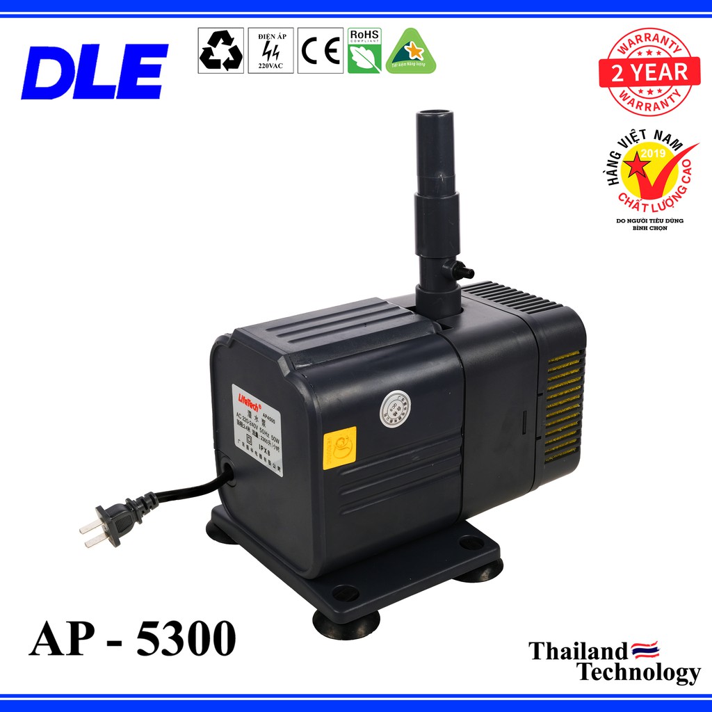 [HÀNG CHUẨN] MÁY BƠM LỌC NƯỚC HỒ CÁ CAO CẤP LIFETECH - AP 5300 - CÔNG SUẤT 80W - LƯU LƯỢNG NƯỚC 2800 LÍT/H - ĐẦY CAO 2M8