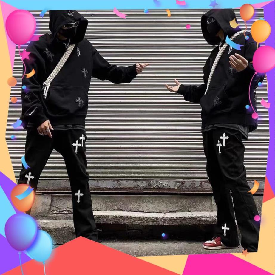 Quần jean baggy nam nữ Chrome Hearts quần jeans ống rộng unisex Streetwear Shop hot trend 2022 đồ unisex