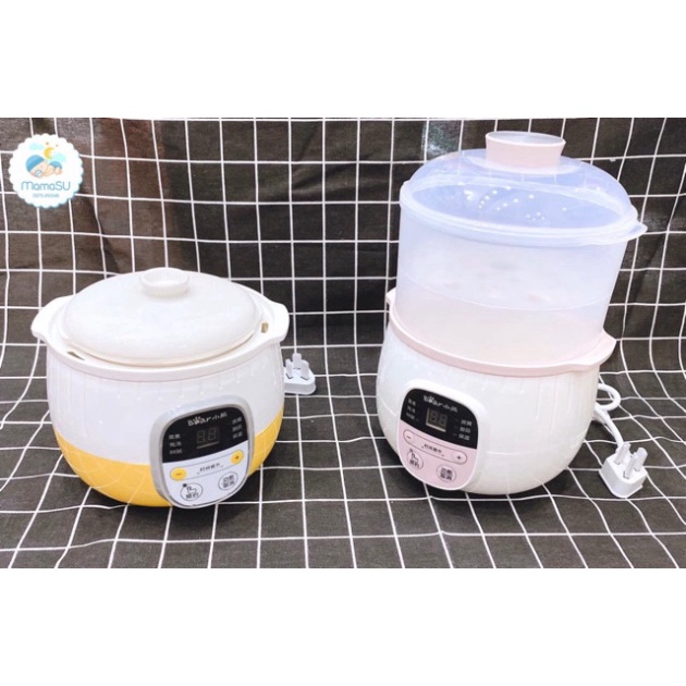 Nồi nấu cháo chậm Bear 0,8L cho bé ăn dặm - Ninh hầm hấp cách thuỷ chưng yến đa năng SUBE001