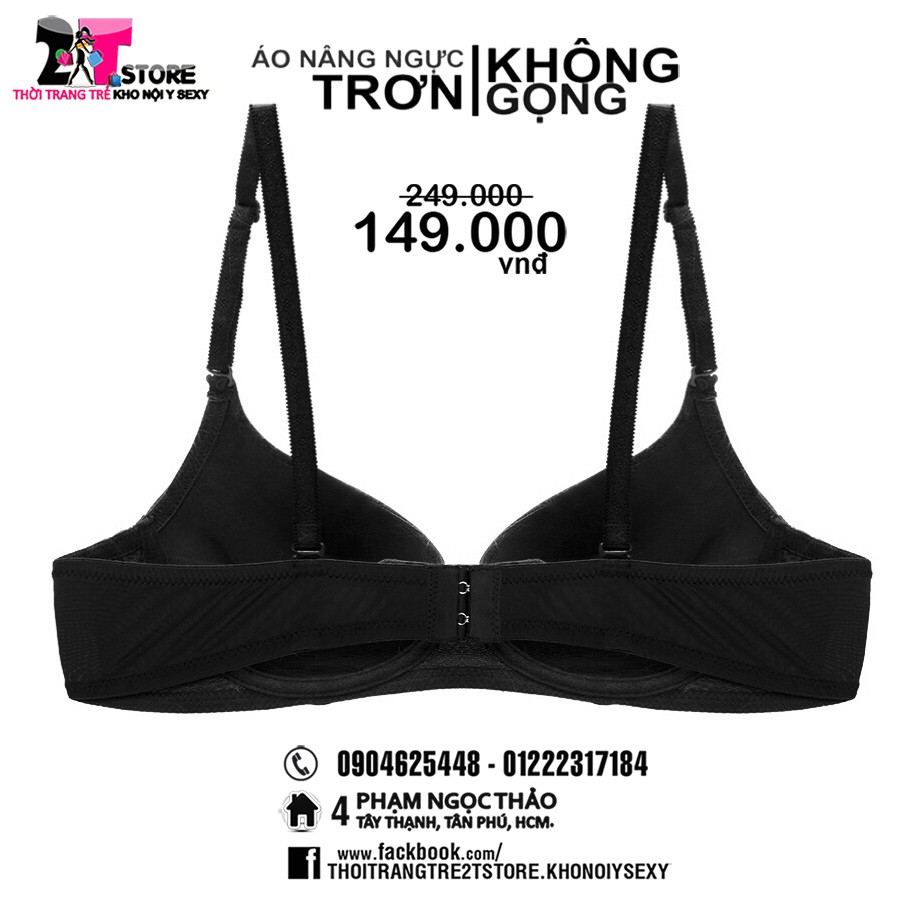 Áo Nâng Ngực Cotton Không Gọng Trơn (Đen)