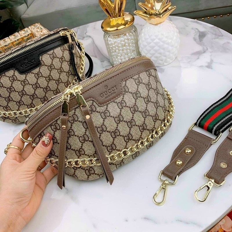 túi xách nữ túi đeo bụng hoạ tiết hoa văn dây đeo bản to tiện lợi rễ dàng đi chơi đi làm phong cách hiện đại