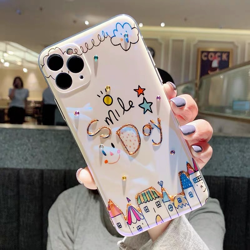 Ốp Điện Thoại Họa Tiết Lâu Đài/ Mèo May Mắn Cho iphone 7/8/7plus/8plus/x/xs/xs max/11/11pro max/12/12pro max/13/13pro max