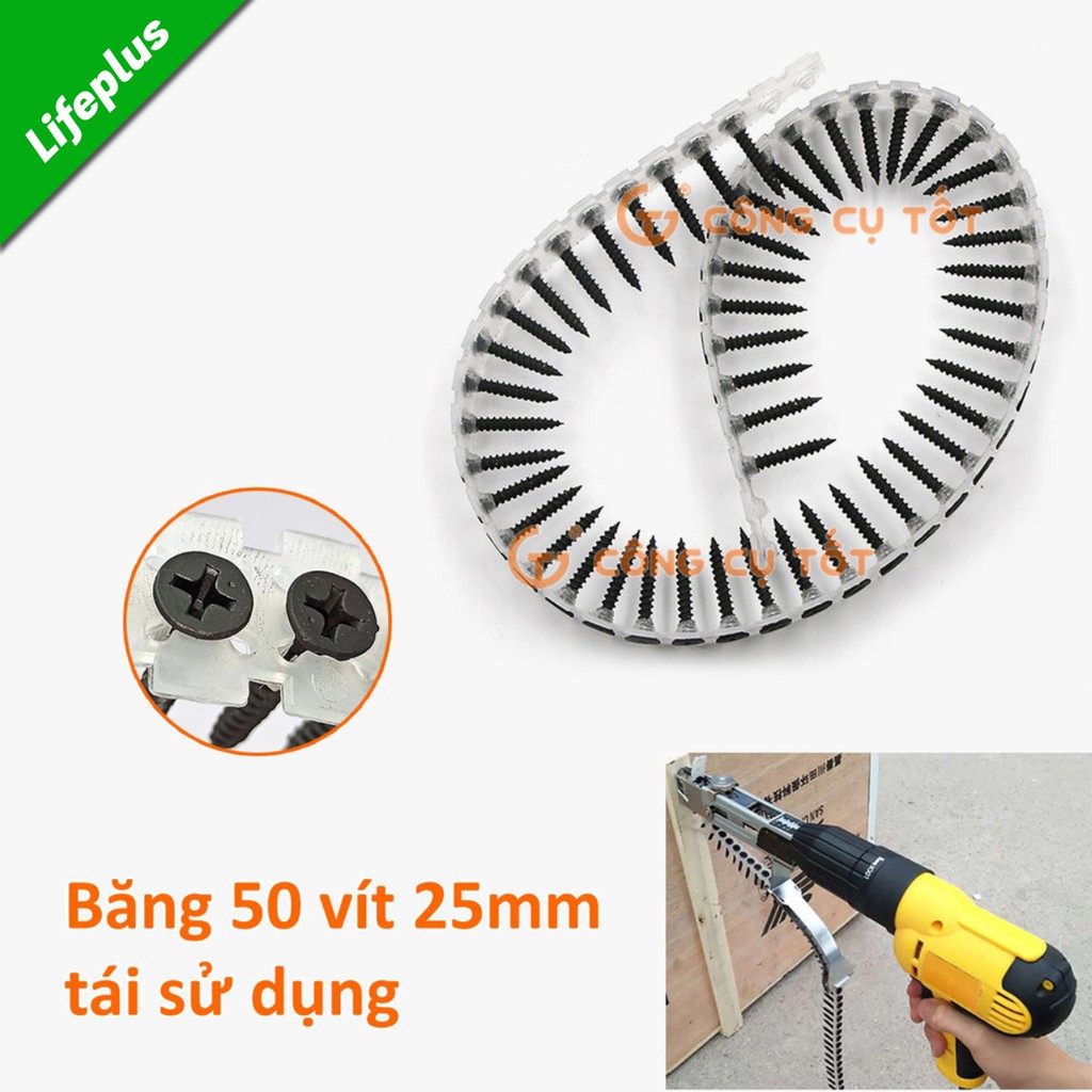 Băng vít 25mm có sẵn vít, có thể tái nạp vít cho máy bắt vít