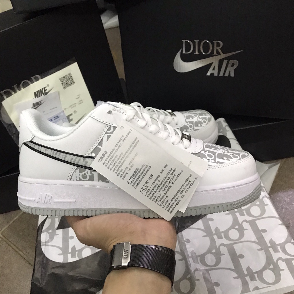 Giày Thể Thao Nam Nữ ,Giày Sneaker AF1 Dior Đế xám Cao Cấp Full Box Bill