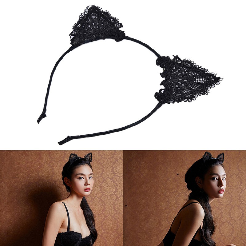 Cài tóc tai mèo phối ren dễ thương gợi cảm cho nữ