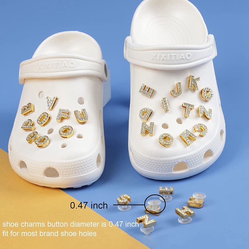 1 Phụ Kiện Hình Chữ Cái Alphabet Bằng Kim Loại Đính Đá Trang Trí Giày Dép Cho Nữ