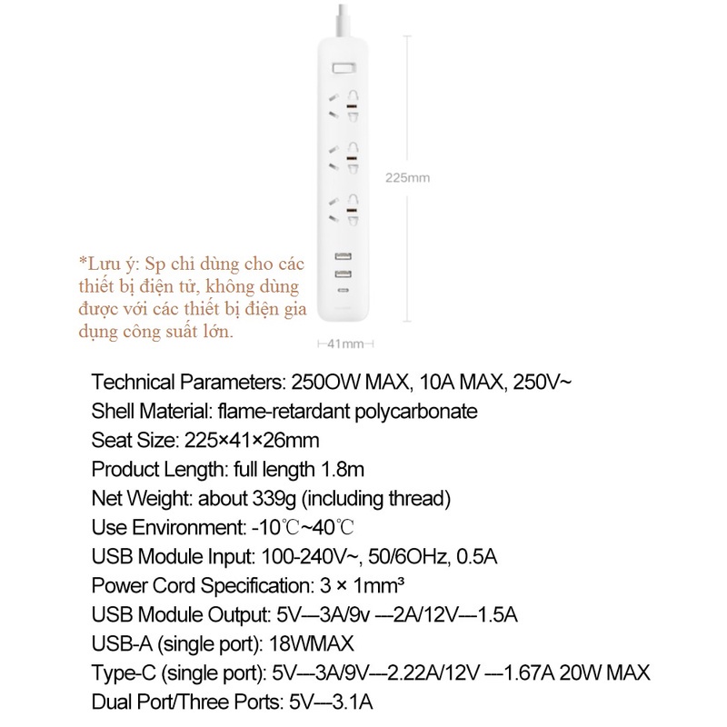 ổ cắm điện xiaomi 20W XMCXB05QM, ổ cắm điện đa năng có cổng usb