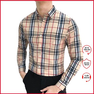 Áo sơ mi họa tiết caro bbr chất vải cotton lụa hàng new cao cấp