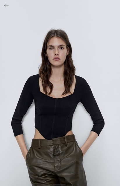 (Sẵn) Áo len croptop cổ vuông Zara auth canh sale