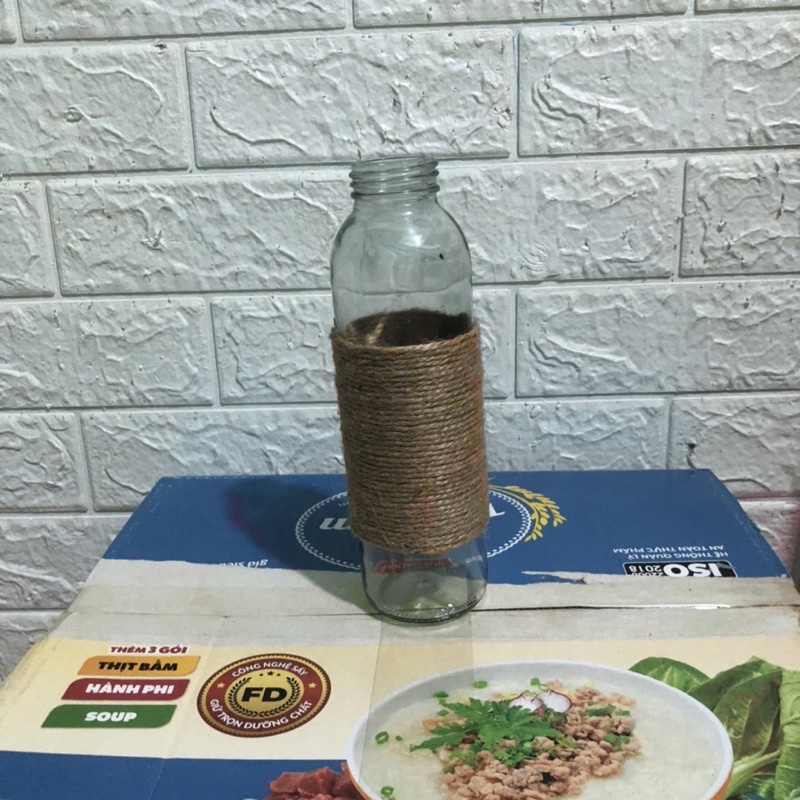 Lọ thuỷ tinh trang trí dây thừng,bình hoa cắm hoa decor trang trí quấn dây gai phong cách vintage