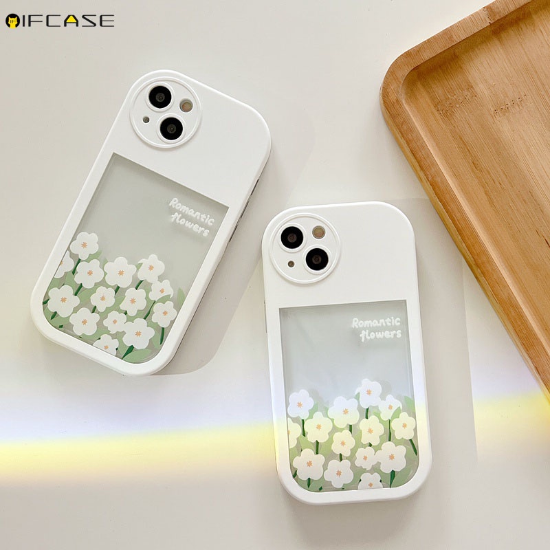 Ốp Điện Thoại Mềm Trong Suốt Họa Tiết Hoa Trắng Đơn Giản Cho iPhone 13 12 11 Pro Max XS Max XR X