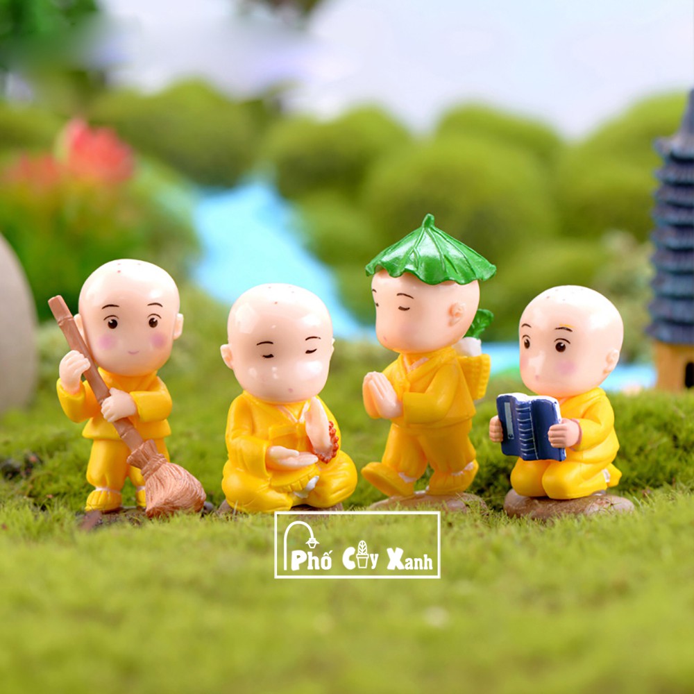 Chú Tiểu - Phụ kiện trang trí cho cây xanh để bàn làm việc, mô hình trang trí cho bể cá, tiểu cảnh