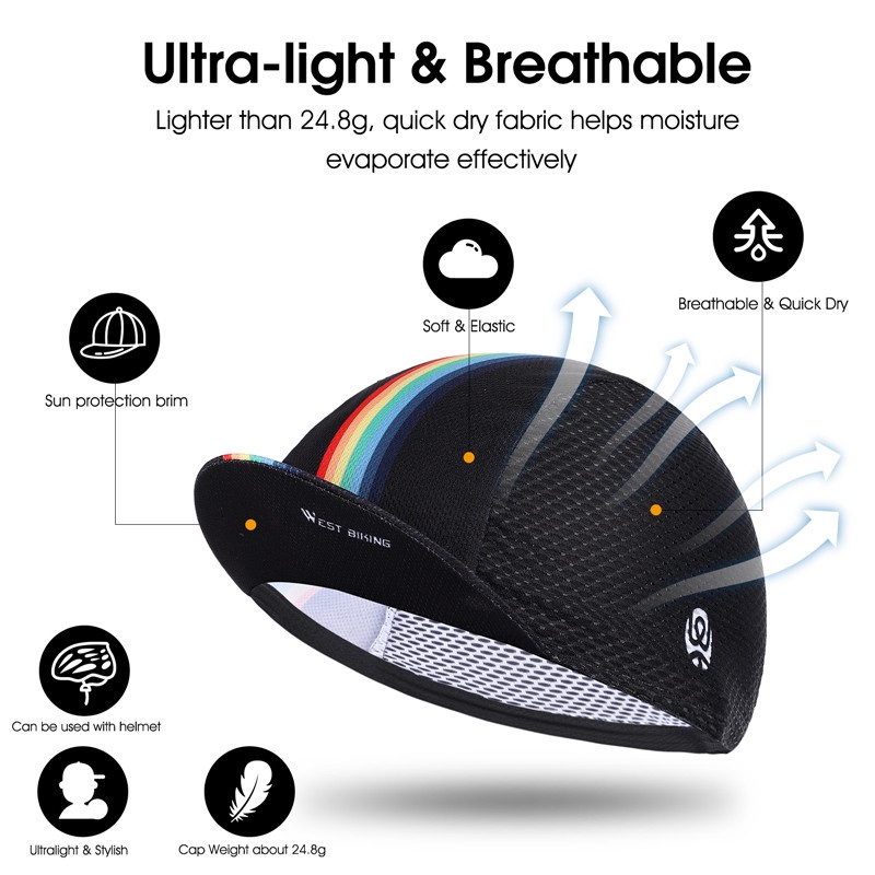Mũ đi xe đạp WEST BIKING có lưỡi trai tròn chống tia UV thời trang mùa hè dành cho nam và nữ