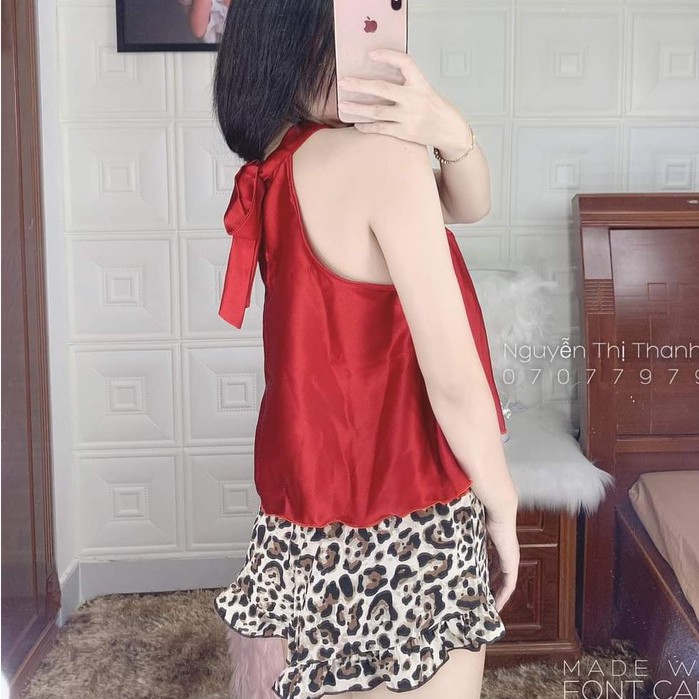 Đồ ngủ sexy SOJUN Đồ ngủ yếm cột dây sexy lụa satin cao cấp bigsize &lt;60kg