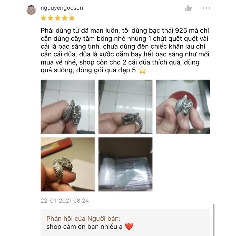 Bộ nước rửa trang sức bạc, khăn lau bạc và dũa bạc