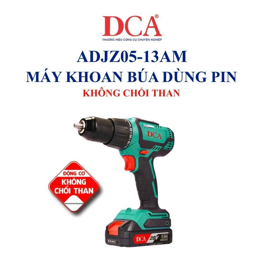(TL) Máy Khoan búa pin 20V (Ko chổi than) DCA ADJZ05-13AM (2pin 2Ah)