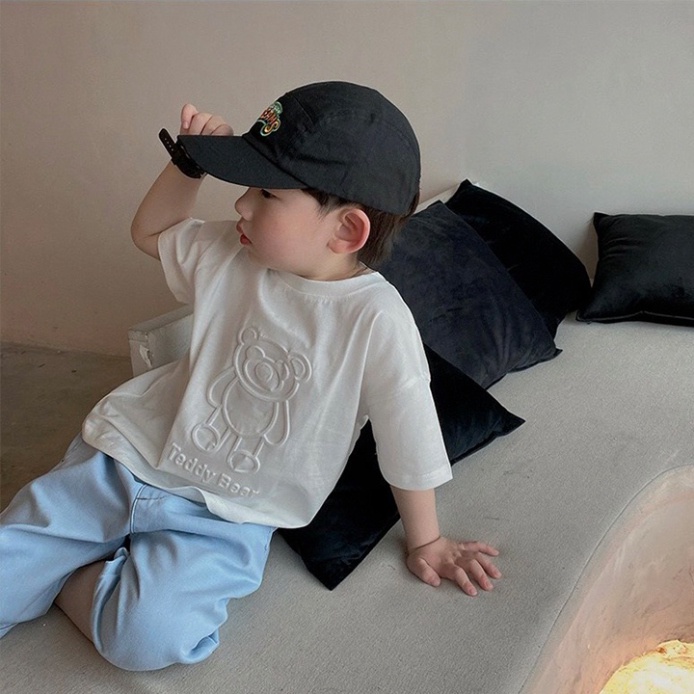 Áo Phông Ngắn Tay Cotton In Gấu Nổi Phong Cách Hàn Quốc Cho Bé Trai Bé Gái AP17