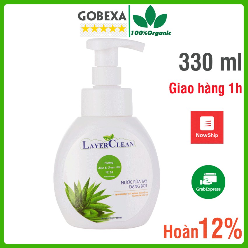 Nước rửa tay Layer clean, Nước rửa tay Layerclean lô hội trà xanh 330ml