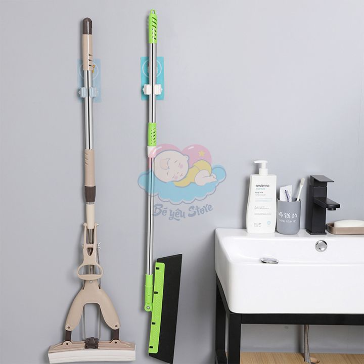 Móc dán tường giữ cây lau nhà, treo chổi, treo vật dụng chịu lực tốt