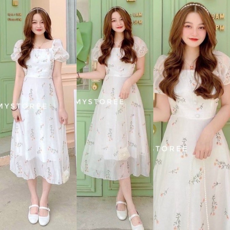 ĐẦM CỔ U TAY VOAN (KÈM VIDEO HÌNH THẬT)