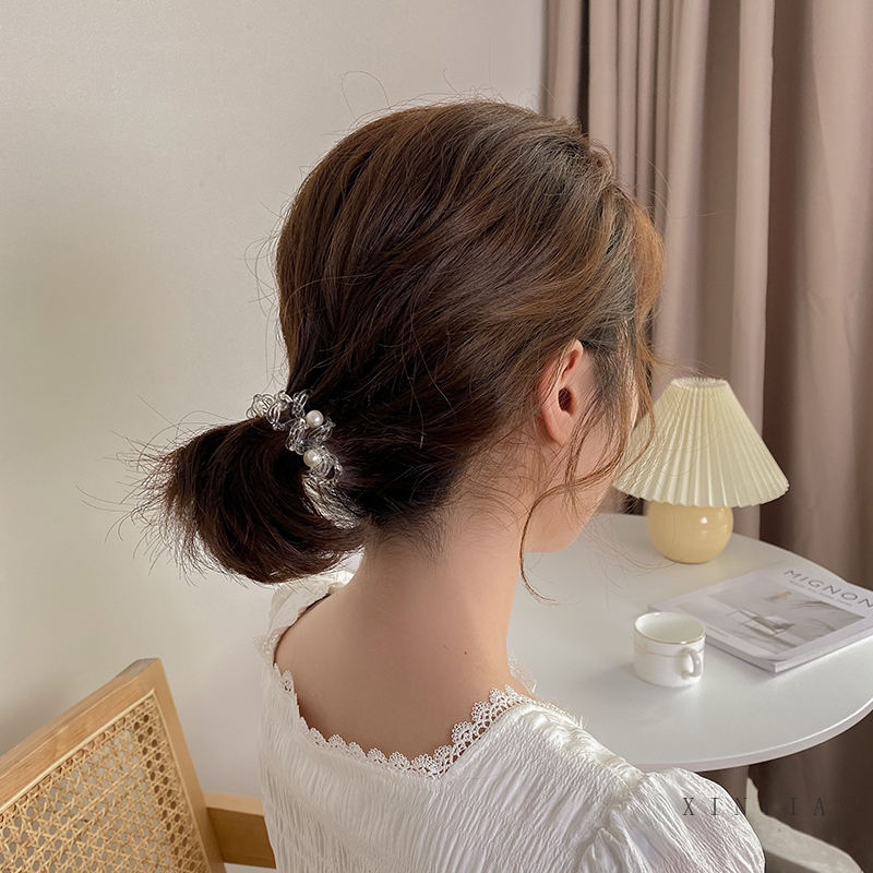 Dây buộc tóc co giãn thiết kế dạng dây điện thoại xoắn xinh xắn dành cho nữ