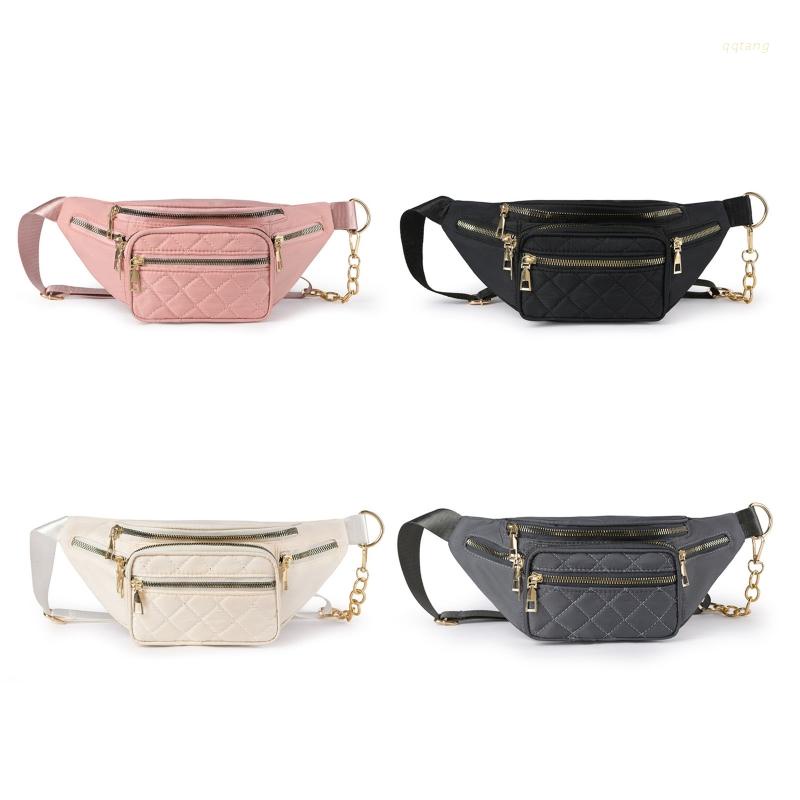 QQ Túi Đeo Thắt Lưng Bằng Nylon Có Khóa Kéo Thời Trang Cho Nữ
