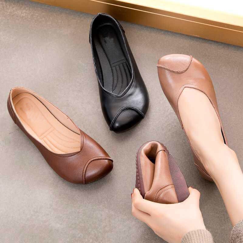 Fashion leather shoes girl's leather shoes soft sole fashion net red ins casual versatile shoes single shoes