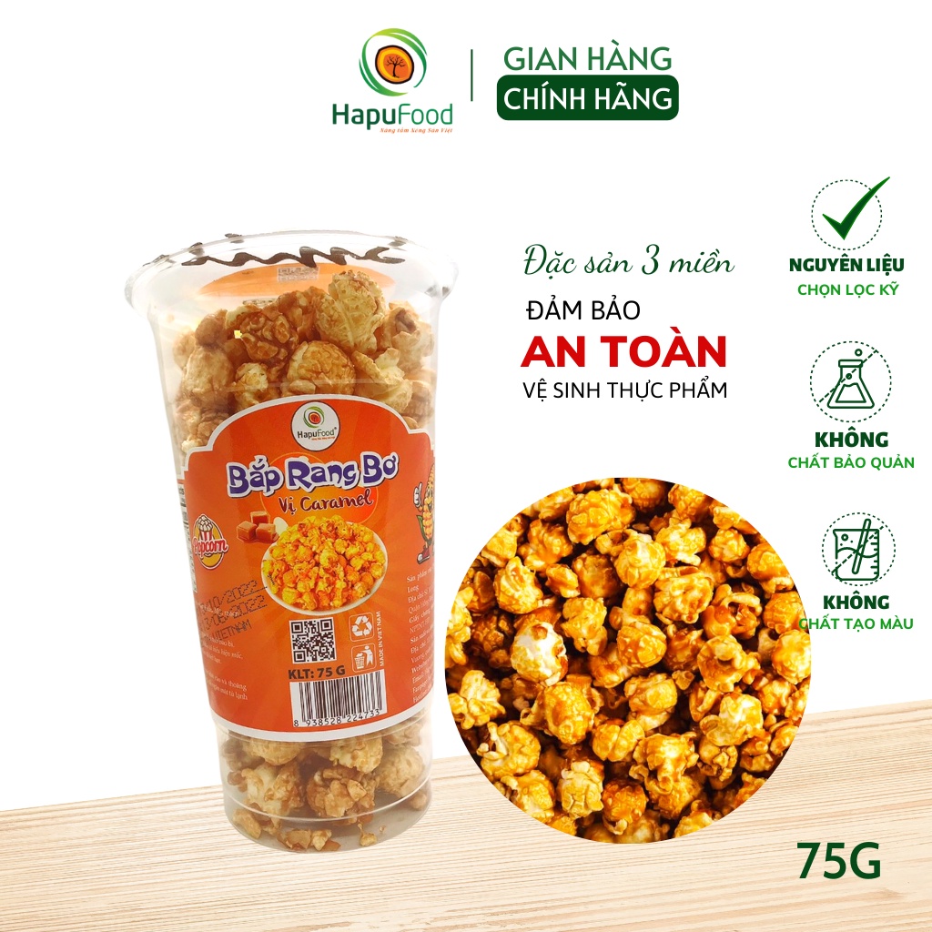 Bắp rang bơ caramel hình nấm HAPUFOOD 75G thơm ngon, ăn cực đã