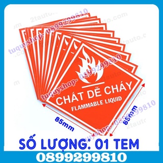 COMBO BỘ 2 TEM DÁN CẢNH BÁO: CHẤT DỄ CHÁY