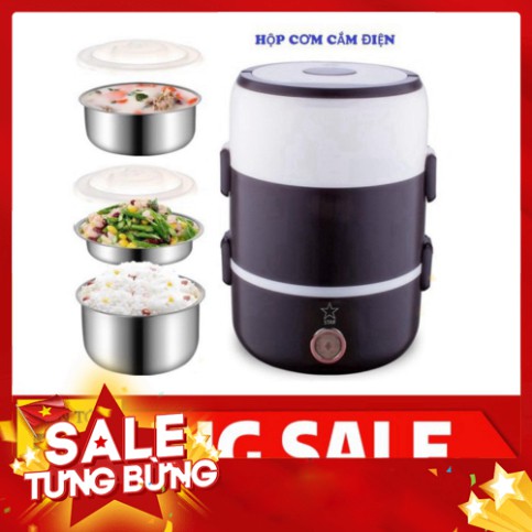 [FREE SHIP] Hộp Cơm Giữ Nhiệt 3 Tầng Hâm Nóng Thức Ăn Cắm Điện Bằng Inox Star Hot Lunch Box