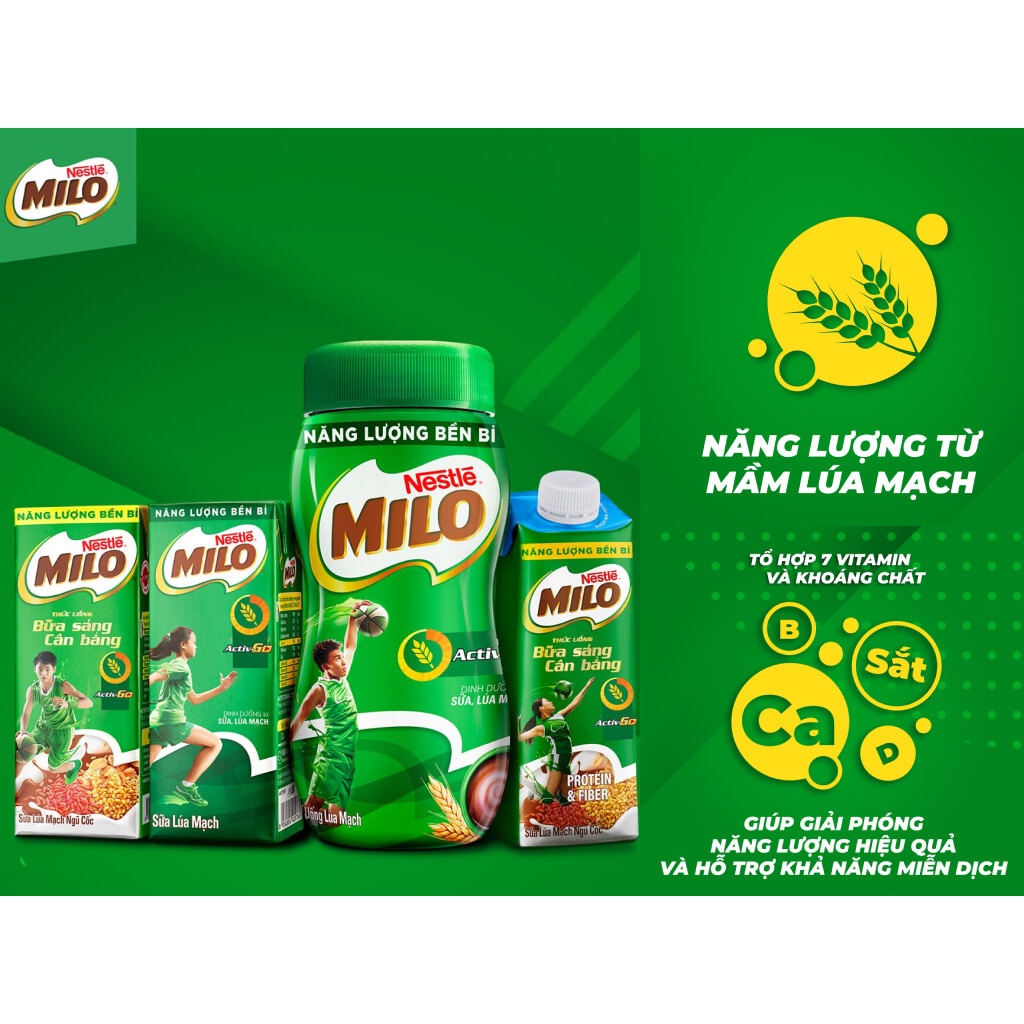 Combo 2 Hũ Bột thức uống lúa mạch Nestle Milo Active Go 400g / Hũ