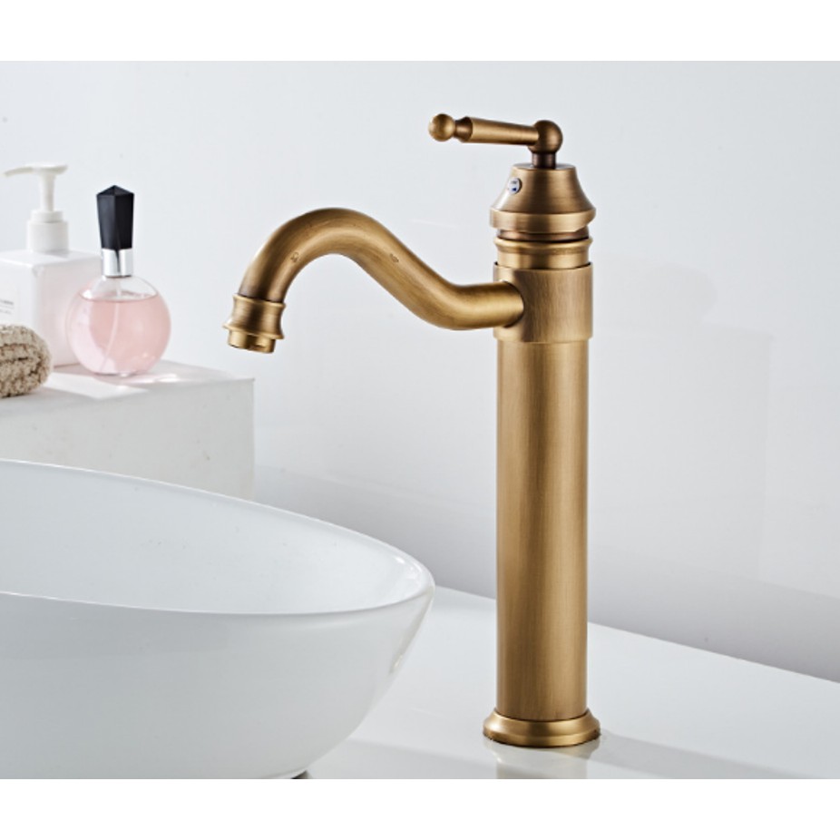 Vòi lavabo nóng lạnh cao giả cổ dùng cho lavabo đặt bàn MS6