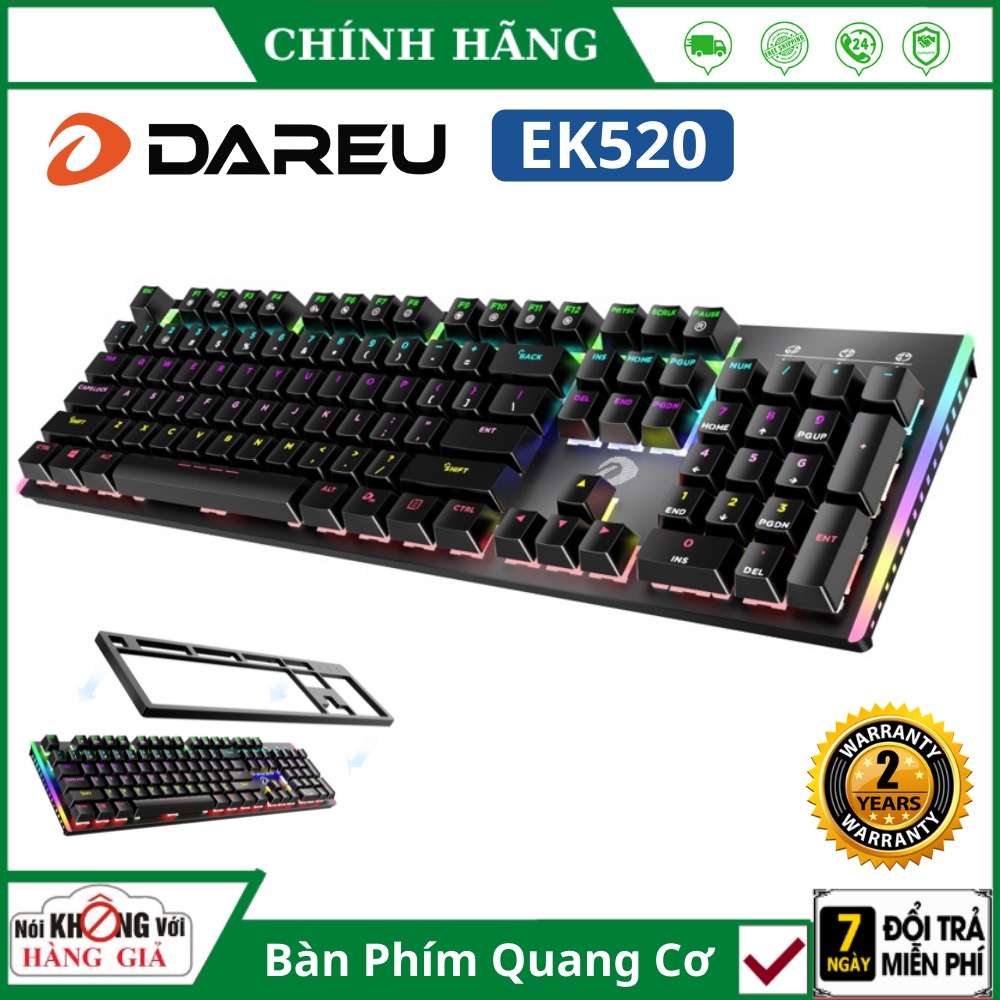 Bàn Phím Quang Cơ Gaming DAREU EK520 (WATERPROOF, Optical switch, MULTI LED) - Bảo hành 24 Tháng