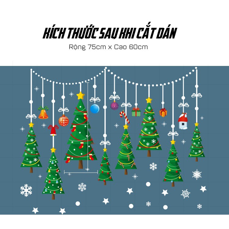 Tranh Decal Dán Kính Trang Trí Cây Thông Giáng Sinh Merry Christmas 01 DOKEY99