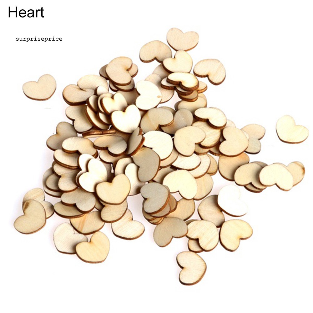 Set 100 nút gỗ kiểu chữ cái và trái tim để trang trí tiện lợi