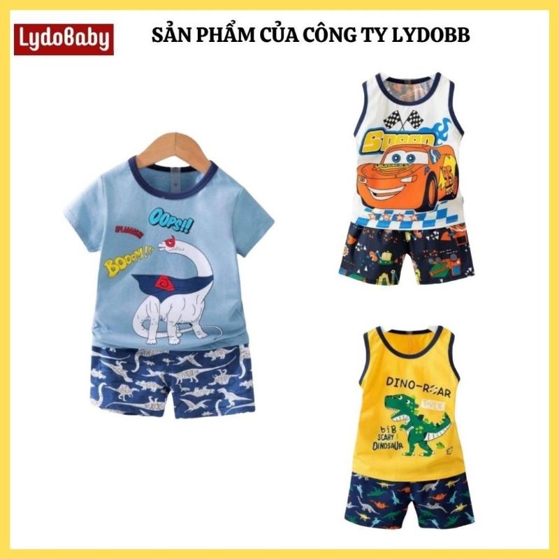 Bộ đồ quần áo trẻ em LYDOBB thun 100% cotton co giãn 4 chiều cho bé trai  từ 1 đến 10 tuổi hình khủng long ô tô
