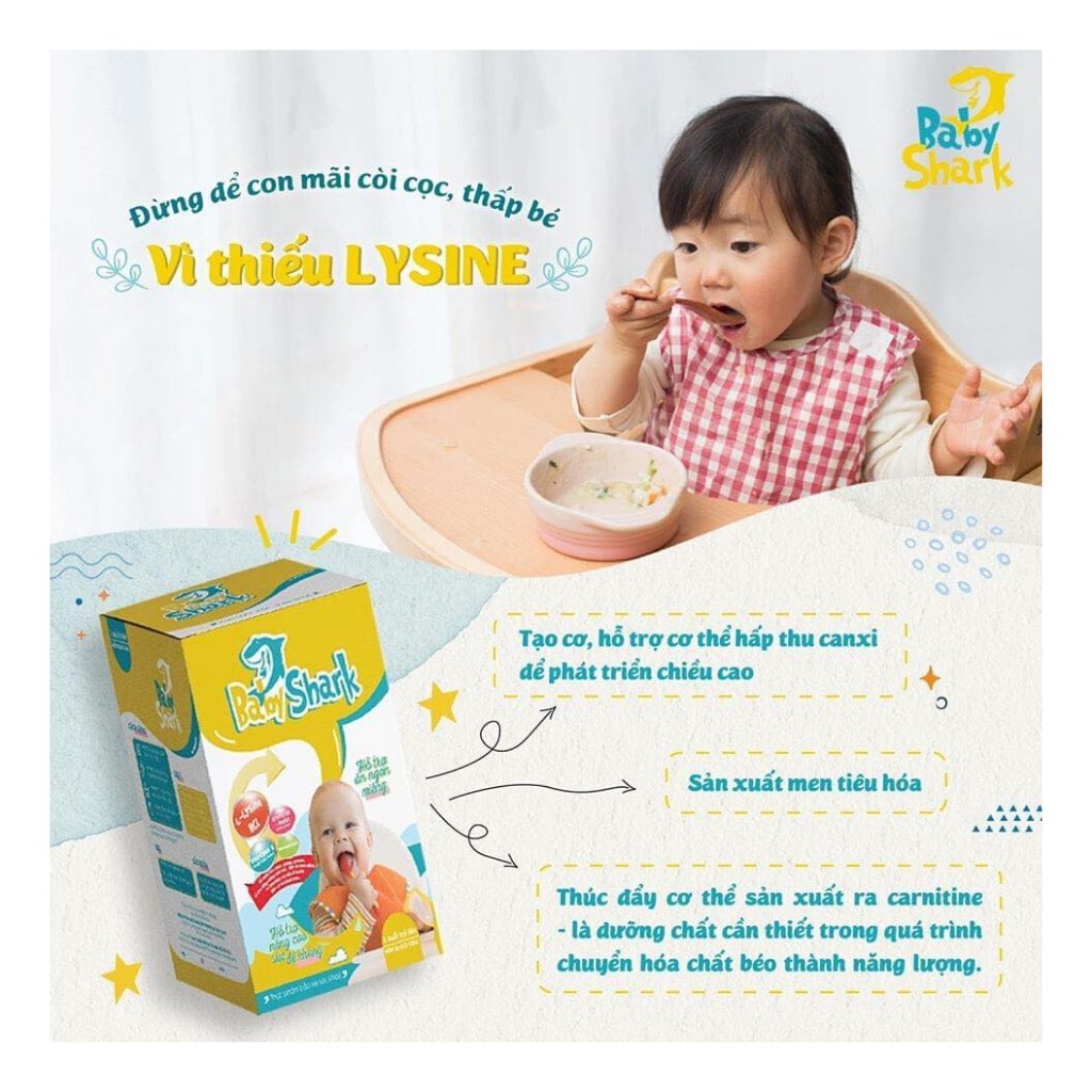 Siro BABY SHARK cho bé Ăn Ngon Ngủ Ngon, Cao Lớn, Thông Minh, Hết Biếng Ăn- FREE SHIP- Hộp 30 gói