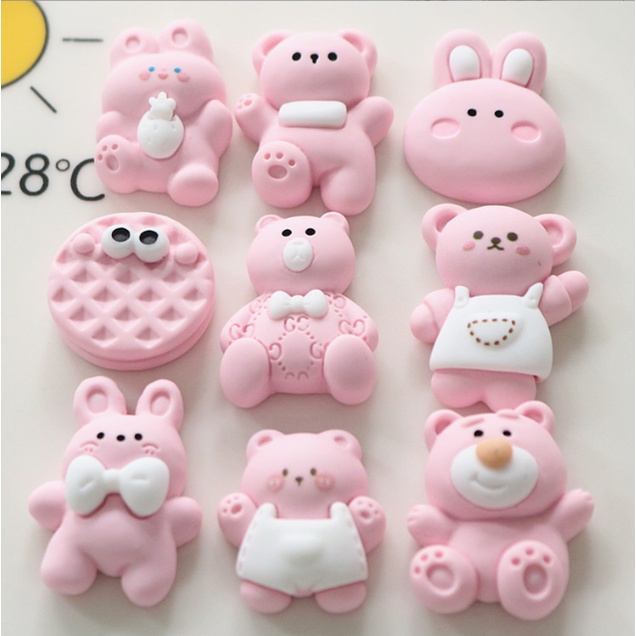 Charm màu hồng nhạt trang trí bình nước, kẹp tóc, dán Jibbitz, vỏ ốp điện thoại, DIY