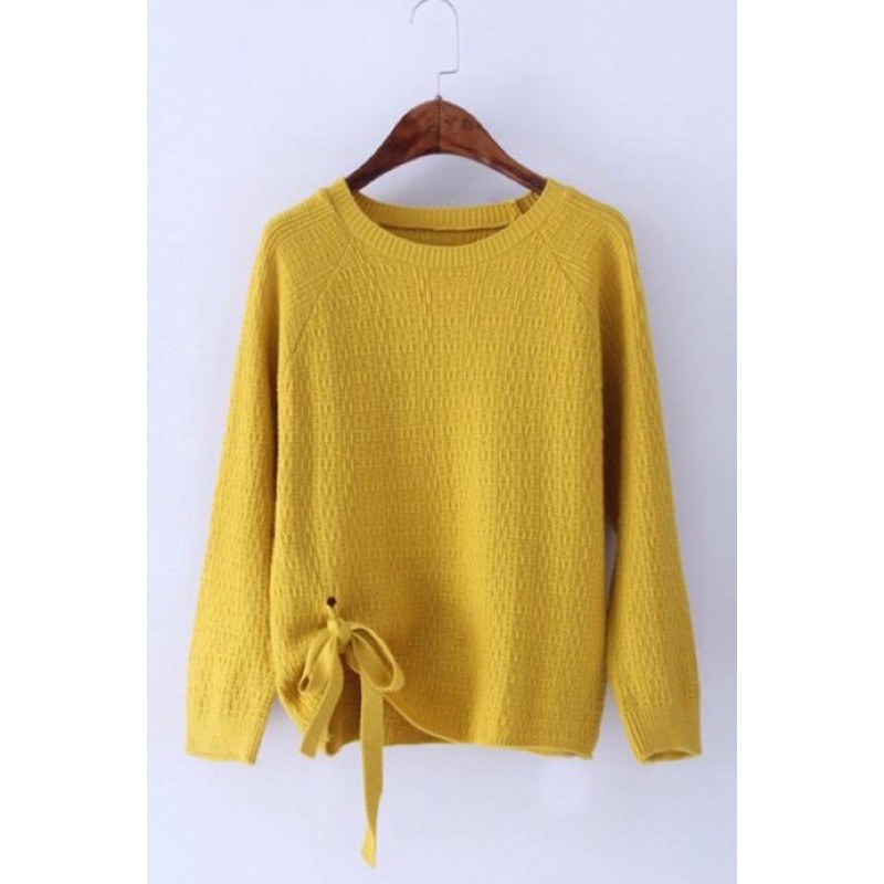 Áo len nữ Hàn quốc  kèm dây cột nơ xinh xắn A16