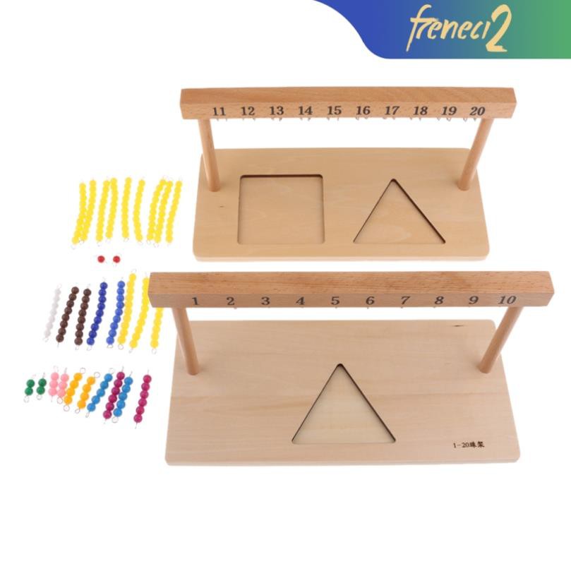 Giáo Cụ Montessori - 2 Khung Treo Hạt Cườm 1-19 - Hàng Đẹp Bản Chuẩn ( Number Counting 1-20 Hanging Frame )