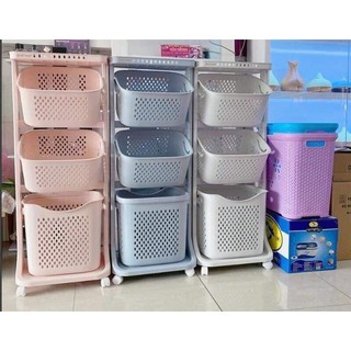 Kệ đựng đồ đa năng, nhựa plastic, kệ 3 tầng có bánh xe BABYJOY