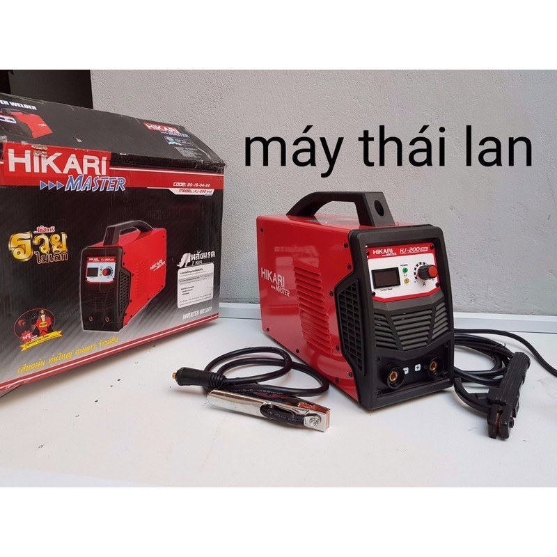 Máy hàn que điện tử Hikari HJ-200 mos, madein Thái lan màu đỏ, hàn que 3.2mm.