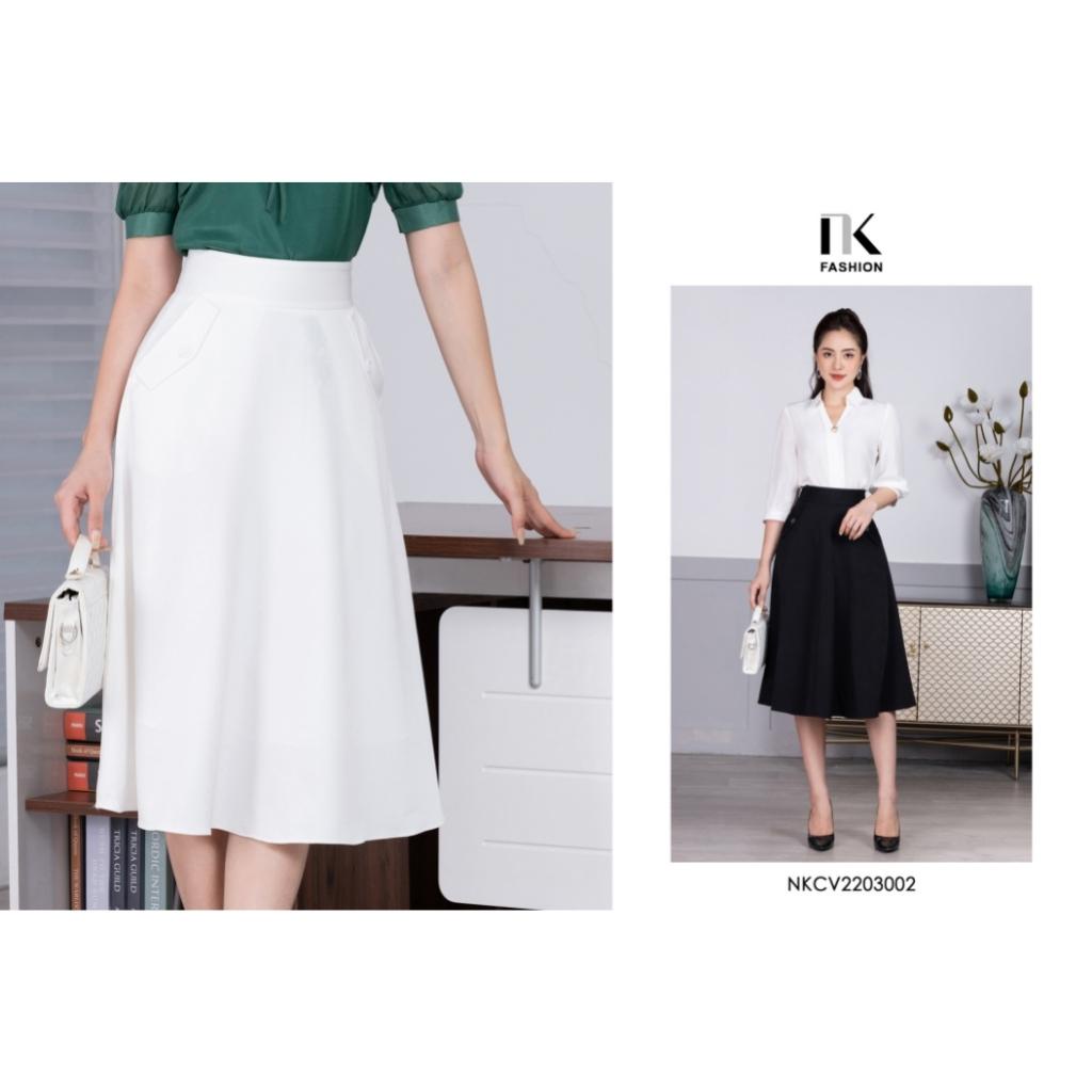 Chân Váy Xòe Công Sở NK Fashion Lưng Cao Tôn Dáng, Thiết Kế Phối Túi Chéo Thanh Lịch, Chất Liệu Co Giãn Nhẹ NKCV2203002