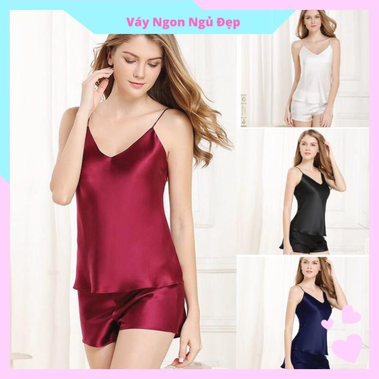 Đồ Ngủ Mặc Nhà Bộ Đồ Ngủ Lụa Satin Không Mút Ngực DUIAS03AMK