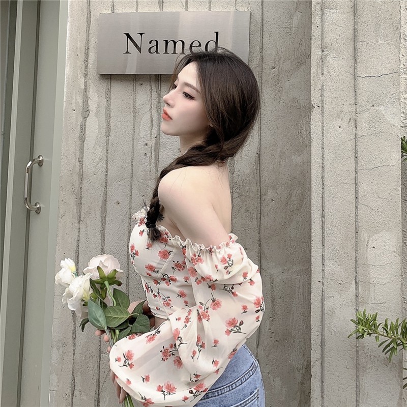 IELGY Áo Sơ Mi Nữ Tay Dài Dáng Ôm In Họa Tiết Dễ Thương