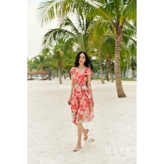 [ Hàng thiết kế ] Đầm hồng voan lụa họa tiết _HebeDesign