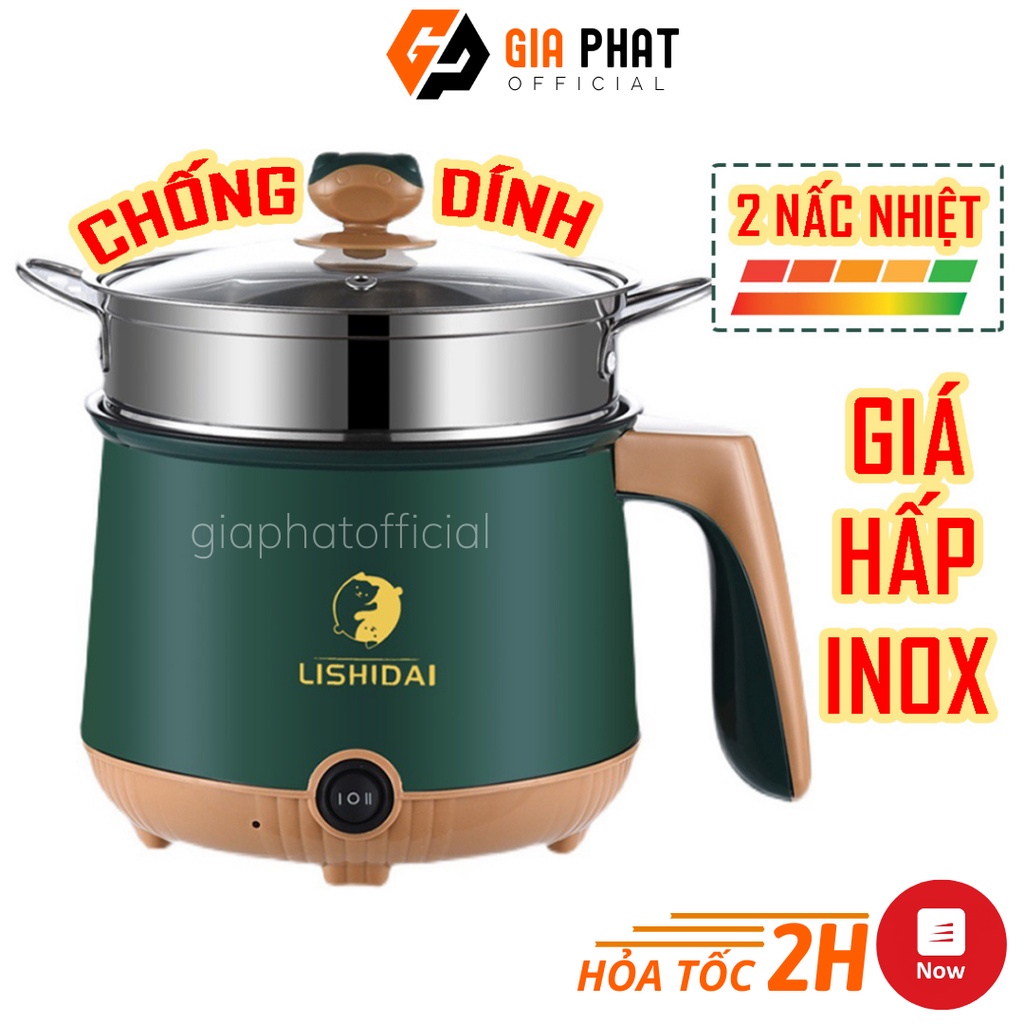 Nồi Lẩu Điện Lishidai Mini LZH-18,Ca Nấu Mì,Chiên,Sào Đa Năng Dung Tích 1.8L Lòng Nồi Chống Dính - Bảo Hành 1 Năm
