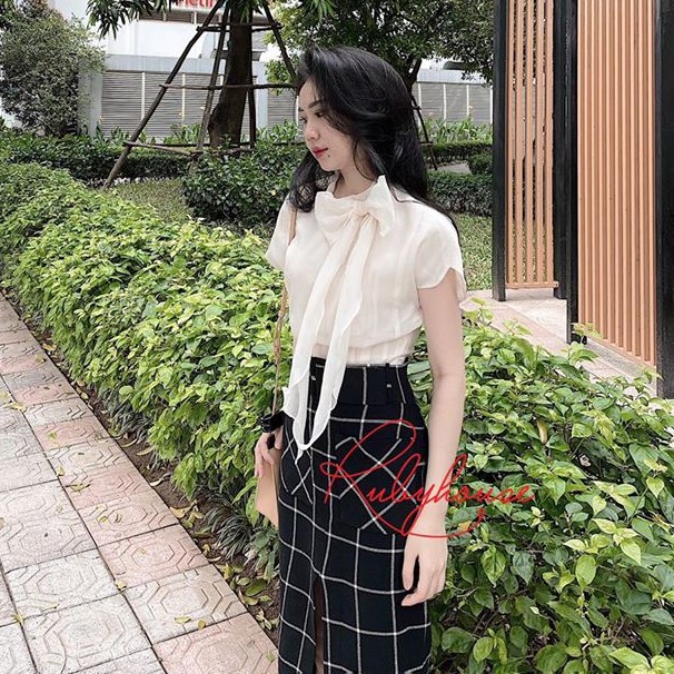 Áo tơ cổ nơ Ruby