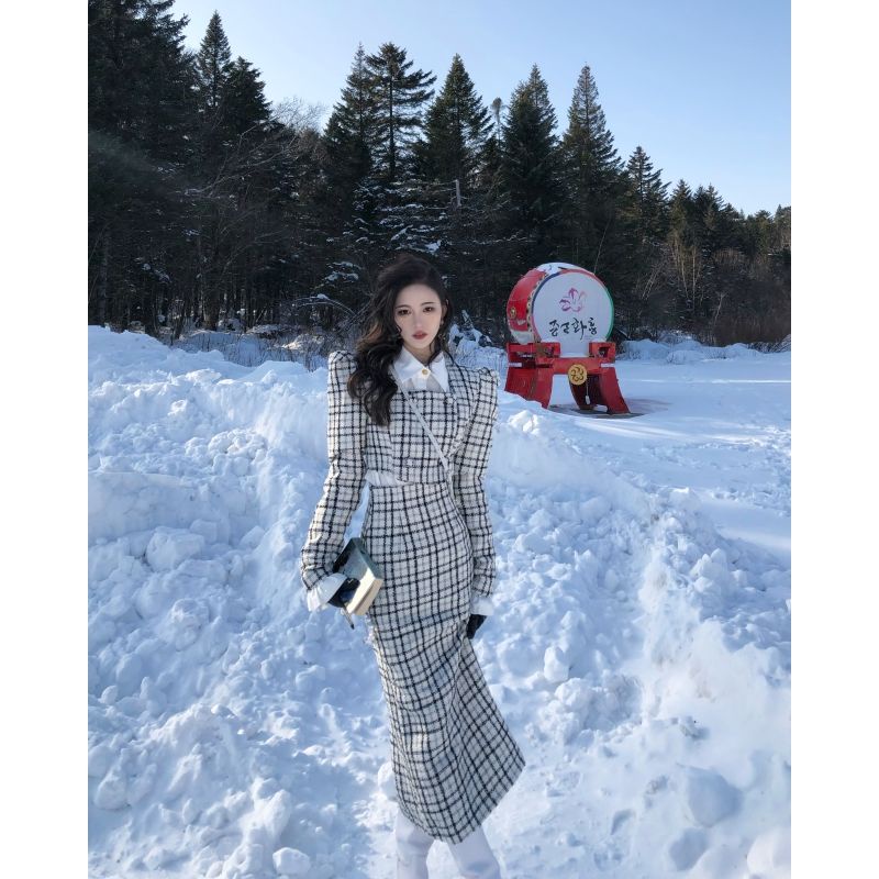 Áo Khoác Len Dáng Ngắn Họa Tiết Kẻ Sọc Thời Trang Cao Cấp Năm Mới 2022